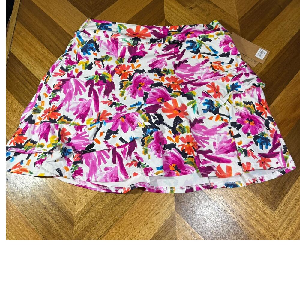 Dona Jo Skort XL Floral Golf Tennis Skirt Built In Shorts Bright